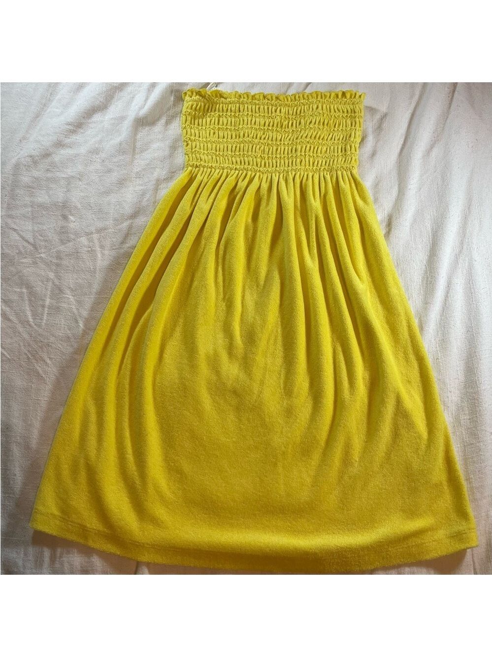 Lilly Pulitzer yellow strapless smocked dress stretchy terry cloth cover Sz XXS - Picture 1 of 8